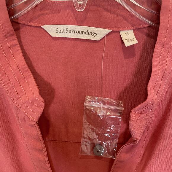 Soft Surroundings Halsey Tencel Button Down Tunic Shirt Rose Pink NEW LP - Picture 3 of 5